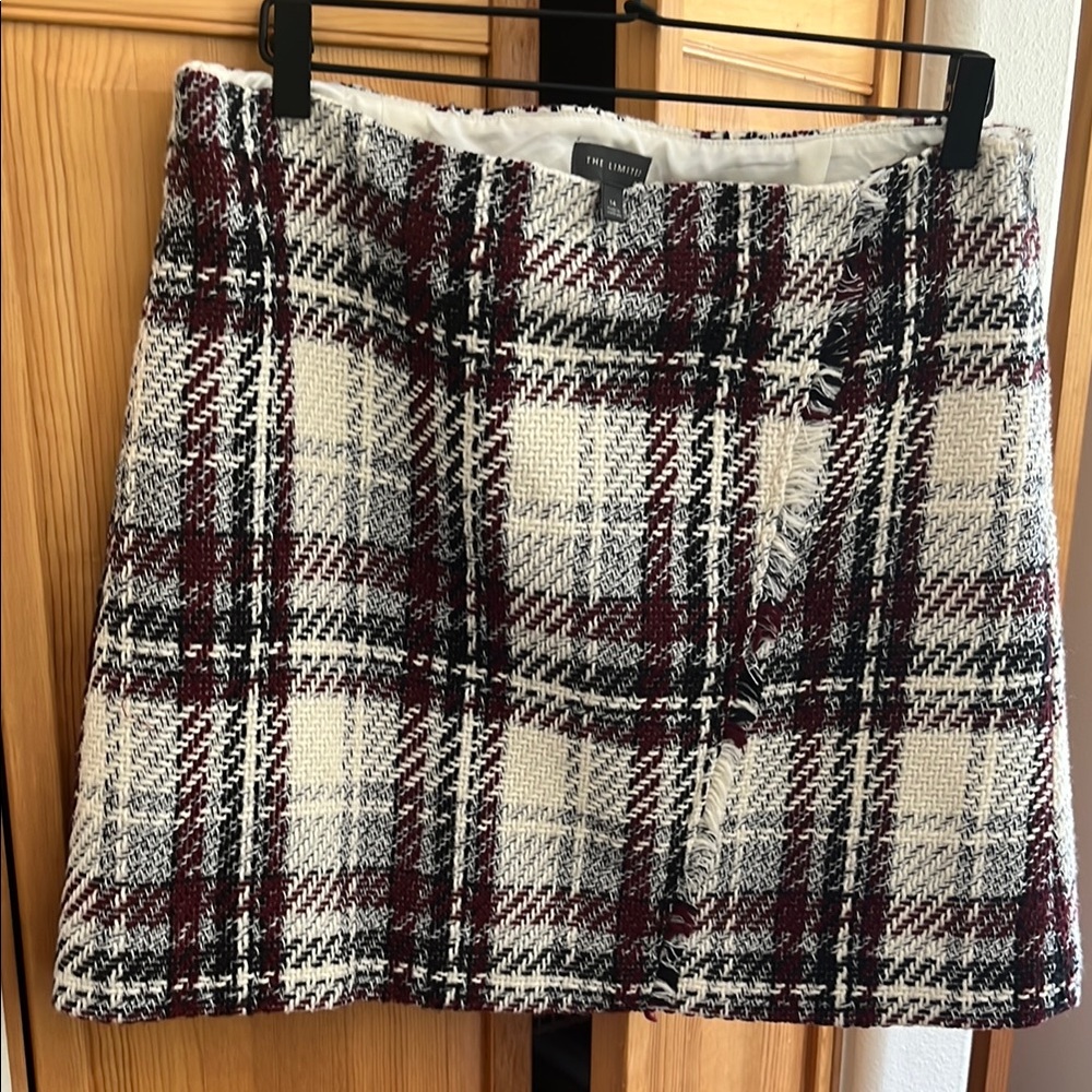 The Limited Women's Mini Skirt - Burgundy and White Plaid